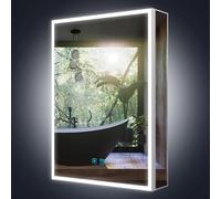 Tokvon® Limerence Smart Bathroom Mirror Cabinet with Lights, USB Port, Anti-Fog, 3 Colour Changing, Shaver Socket, Touch Sensor, Dimmable, Wall Mount, Adjustable Shelves 50x70cm