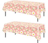 TOKYMOON 2 Pack of Disposable Daisy Flower Themed 54x87In Tablecloths Birthday Party Table Cover for Retro Hippie Boho Daisy Kids Baby Shower Birthday Party Supplies Decorations