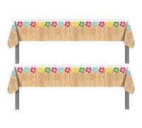 TOKYMOON 2 Pack of Disposable Hawaiian Hibiscus Party Decorations 54x87In Tablecloths Wedding Picnic Banquet Table Cover for Hibiscus Baby Shower Party Supplies