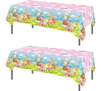 TOKYMOON 2 Pack of Disposable Rainbow Candy Castle Themed Party 54x87In Tablecloths Party Wedding Picnic Banquet Table Cover for Fantasy Sweet Baby Shower Party Supplies