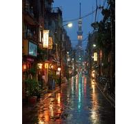 Tokyo 5D Diamond Art Kits Adults, Diamond Painting for Beginners Street View, DIY Full Drill Crystal Art Pictures, Cross Stitch Embroidery Crafts Kits for Adults, Autumn Decorations, 36x48in 6-5417