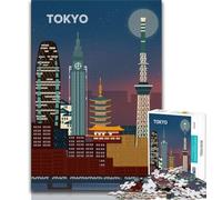 Tokyo Adult Jigsaws 1000 Pieces Difficult,Learning Educational Toys Family Games with Matching Poster And Trivia Sheet 75x50cm