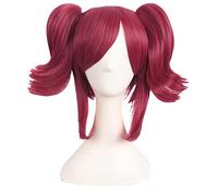 Tokyo Anime Black Butler women MEY-RIN cosplay wig Mey Rin Burgundy Synthetic Hair with Chip Ponytails + wig cap