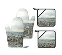 Tokyo Bird Eye View Print Oven Gloves Heat Resistant, Oven Mitts And Pot Holder Kitchen Non-Slip Silicone Cooking Microwavegloves