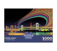 Tokyo Bridge Jigsaw Puzzles Puzzle for Adults Kids. 1000 Pieces Night Lights Impossible Challenge Toy Educational Game Home Decoration for Educational Games Gifts 38x26cm/1000pcs