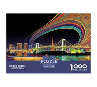 Tokyo Bridge Jigsaw Puzzles Puzzles for Adults Kids. 1000 Pieces Night Lights Whimsical Challenge Toy Educational Game Home Decoration for Adults& Kids Age 14 Years Up 52x38cm/1000pcs