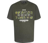 Tokyo Camo Print Tshirt Kingsize Mens Short Sleeve Crew Neck Summer Graphic Regular Fit Top Black Khaki 2XL-8XL 5720 (3XL, Khaki)