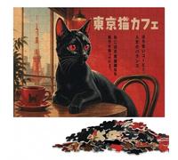 Tokyo Cat Cafe Wooden Jigsaw Puzzle, Adults, 500 Pieces | Thoughtful year-end gift with quiet evening activity over several sessions.