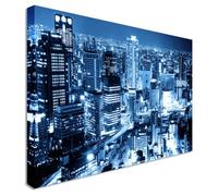 Tokyo City Blue Night Lights Canvas Wall Art Picture Large 12x16 inches
