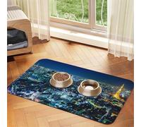 Tokyo City Print Pet Feeding Mat For Dogs & Cats Absorbent Waterproof Dog Food Mat Non-Slip Pet Bowl Placemat Quick Dry Floor Protector Leather Tablecloth