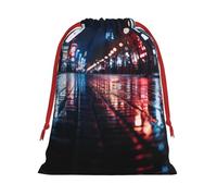 Tokyo City print Super soft velvet drawstring storage bag, fit for Halloween promotion multifunctional bag