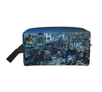 Tokyo City Printed Big Capacity Storage Bag, Portable Toiletry Organizer with Secure Zipper Closure