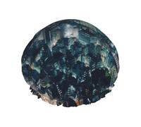 Tokyo City Printed Double-Layer Waterproof Shower Cap - Reusable Spa & Face Mask Bathing Hat for Travel, Home Care & Beauty Routine