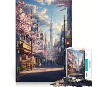 Tokyo City View 1000 Pieces Jigsaw Puzzles for Adults Smart Game Stress Release Pattern Assembly Xmas Surprise 38x26cm