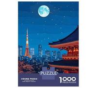 Tokyo Cityscape at Night 1000 Piece Jigsaw Puzzle, Old Europe Travel Artwork, Decorative Artwork, Premium Paper Puzzle, Travel Gift for Home Décor Fans, 70x50cm/1000pcs