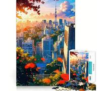 Tokyo Cityscape at Sunset 1000 Pieces Jigsaw Puzzles for Teenagers Boost Memory Stress Release Premium Cut Cherished Gift 38x26cm