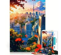 Tokyo Cityscape at Sunset Hard Jigsaw Puzzle for Adults 1000 Pieces Boost Recall Calm Escape Tight Edge 50x75cm