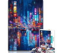 Tokyo Cityscape Oil Painting Jigsaw Puzzles for Adults 1000,Help The Brain Exercise Addictive Toys to Cultivate Patience A Work of Art (38x26cm)