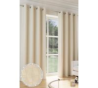 Tokyo' Cream Velvet Embossed Eyelet Thermal Dimout Curtain Pair Enhanced Living Cream 168cm width x 137cm drop