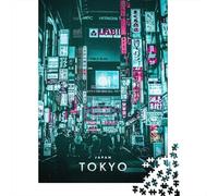 Tokyo Cyberpunk in Japan Jigsaw Puzzle 1000 Pieces, Downtown Architecture at Night, Matte Printed Jigsaw for Travel Lovers, Mindful Activity, Gift Idea, 52x38cm/1000pcs