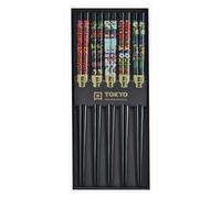 Tokyo Design Studio - Chopsticks 5-pack, Black Flower - Black