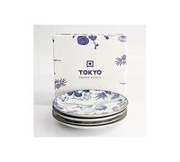 TOKYO design studio Flora Japonica Plate Gift Set - 4 Porcelain Plates 16cm - Made in Japan - Microwave & Dishwasher Safe
