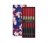 Tokyo Design Studio Red Black Floral Set of 5 Chopsticks Giftset