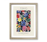 Tokyo Flower Market Exhibition Vol.6 Framed Print | A2 Oak Framed Wall Art | Ready to Hang | Modern Floral Picture | Living Room Bedroom Lounge Office