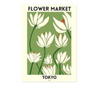 Tokyo Flower Market Poster Floral Wall Decor Print Abstract Colourful Minimalist Travel Bedroom Art, Archival Matte, A5 (Print Only) - 21x14.8cm