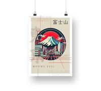Tokyo Fuji - Graphic Design Poster, Vibrant Graphic Design, Bedroom Print, Landmark Prints, Urban Japanese Art Print, Tokyo City Scape, Bold
