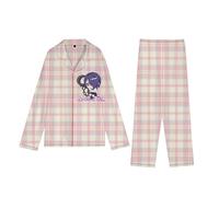 Tokyo Ghoul Anime Pajama Sets Kirishima Toka Long Sleeve Plaid Top and Bottoms Cute Cartoon Nightwear Loungewear 2 Piece Sets