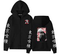 Tokyo Ghoul Hoodie Zipper Sweatshirts for Women Men Anime Kaneki Ken Cosplay Costume Drawstring Pullover Hooded Sweatshirt with Pocket