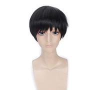 Tokyo Ghoul Ken Kaneki Straight Short Cosplay Wig For Men Heat Resistant Synthetic Black White +Free Wig Cap B