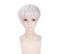 Tokyo Ghoul Ken Kaneki Straight Short Cosplay Wig For Men Heat Resistant Synthetic Black White +Free Wig Cap A