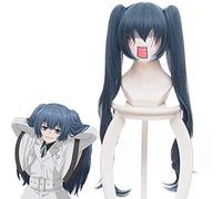 Tokyo Ghoul:Re Yonebayashi Saiko Cosplay Wig Japanese Anime Costume Party Wig Two Claw Clip Ponytail 75cm Long Curly Wig Blue