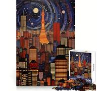 Tokyo Japan at Night Adults Puzzles 1000 Piece Jigsaws Mind Exercise Toy Relaxed Mind Design Assembly Santa Wish Gift 50x75cm