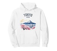 Tokyo Japan Cherry Blossom Vintage Watercolor Scenic Travel Pullover Hoodie