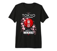 Tokyo Japan Coordinates Sakura Cherry Blossom RED Sun Premium T-Shirt
