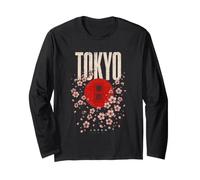 Tokyo Japan Distressed Sakura Cherry Blossom RED Sun Long Sleeve T-Shirt