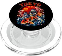 Tokyo Japan Koi Fish Castle Sakura Art Illustration PopSockets PopGrip for MagSafe