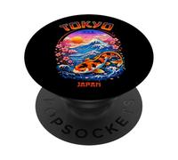 Tokyo Japan Koi Fish Wave Mount Fuji Sakura Art PopSockets Adhesive PopGrip