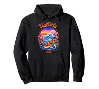 Tokyo Japan Koi Fish Wave Mount Fuji Sakura Art Pullover Hoodie