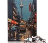 Tokyo Japan Oil Painting Puzzle Difficult Hard Paper Rectangular Jigsaw Puzzle for Adult Children Unique 1000pcs (38x26cm)