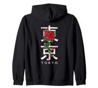 Tokyo Japan Say with Roses and Cherry Blossoms Zip Hoodie