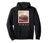 Tokyo Japan Skyline Cherry Blossom Sunset Pullover Hoodie