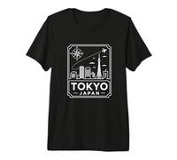 Tokyo Japan Skyline Cityscape Compass Plane Premium T-Shirt