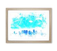 Tokyo Japan Skyline Watercolour Modern Framed Print | A3 Oak Framed Wall Art | Ready to Hang | Modern Cityscape Picture | Living Room Bedroom Lounge Office