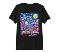 Tokyo Japan Starry Night Swirling Sky Ramen Torii Premium T-Shirt