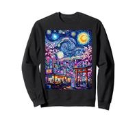 Tokyo Japan Starry Night Swirling Sky Ramen Torii Sweatshirt