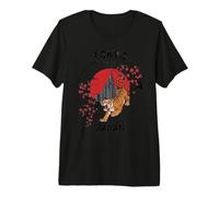 Tokyo Japan Tiger City Skyline Cherry Blossom Graphic Premium T-Shirt